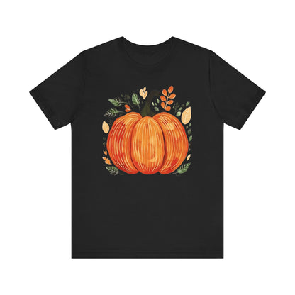 Womens Pumpkin Shirt Halloween Graphic Tees Casual Fall Tshirt Floral Short Sleeve Cute Thanksgiving Tops - PF