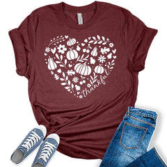 Women's Thanksgiving Heart Graphic Print Shirt