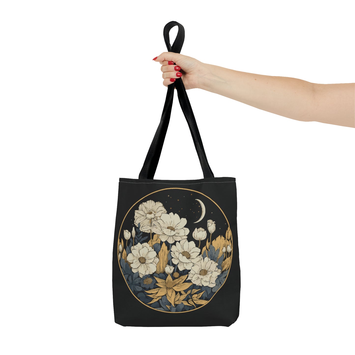 Cottagecore Aesthetic Circle Flower Moon Tote Bag