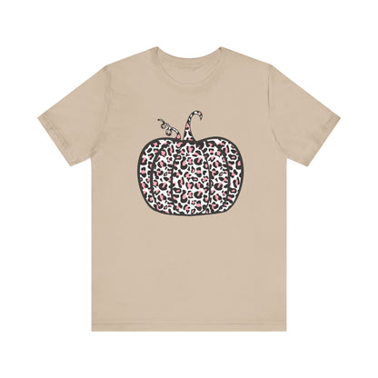 Womens Trendy Leopard Pumpkin Printed Shirts Halloween Short Sleeve Graphic Tees Fall T-Shirts Tops - PF
