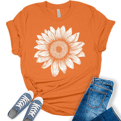 Sunflower Shirt Graphic Tee for Women Cute Cottagecore Boho Tops for Teen Girls