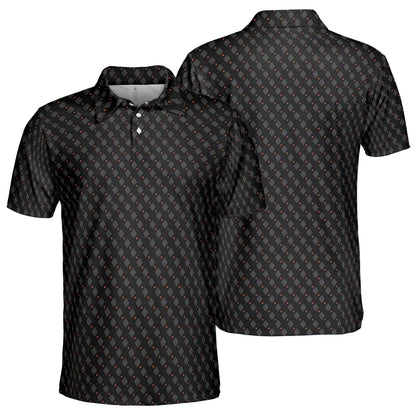 Black Halloween Polo Shirt for Men Spider Print Moisture Wicking Short Sleeve Golf Top