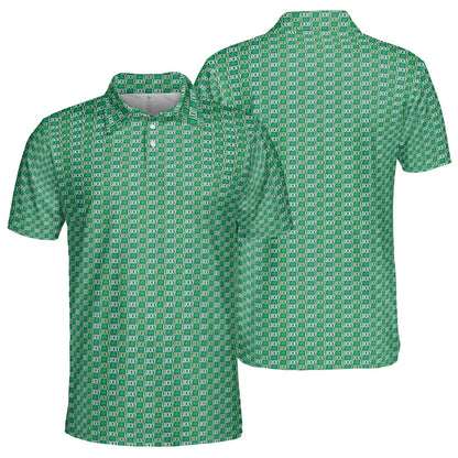 St Patricks Day Polo Shirts for Men Lucky Shamrock Letter Print Moisture Wicking Short Sleeve Golf Top
