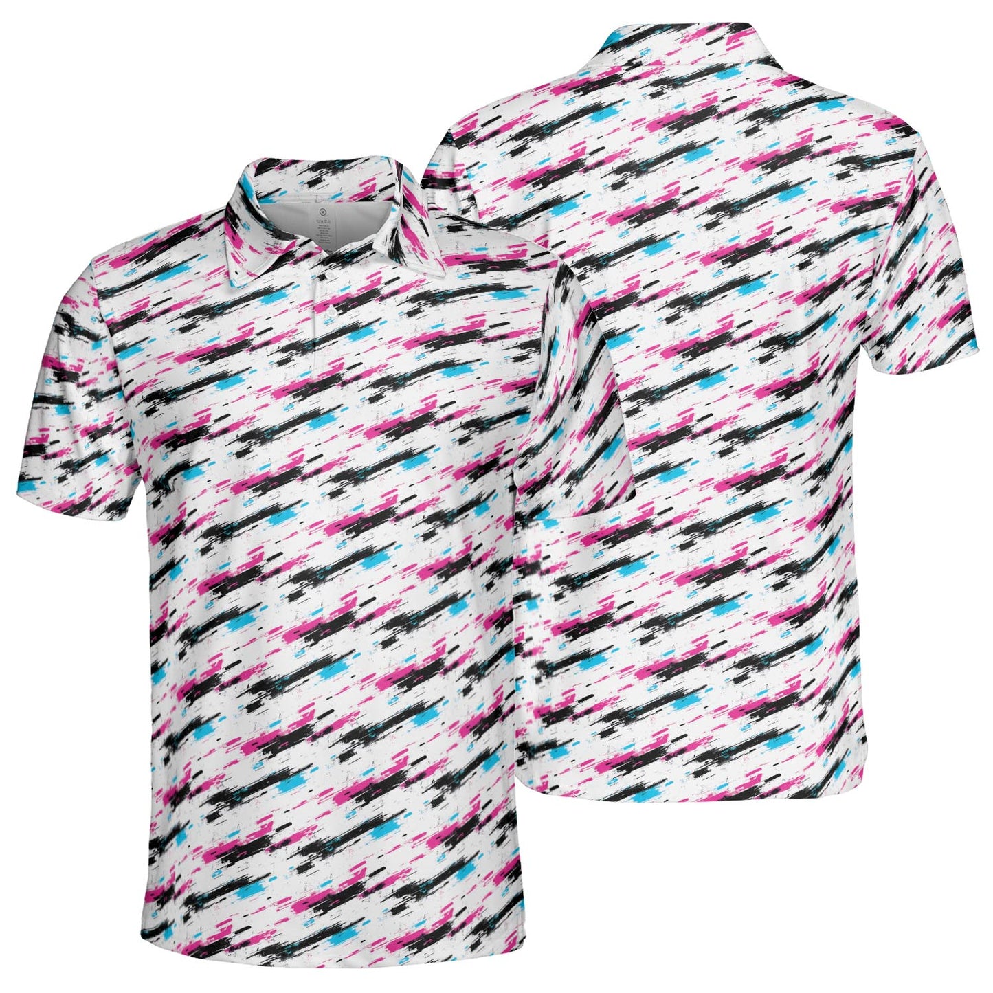 Retro 90s Polo Shirt for Men Neon Moisture Wicking Short Sleeve Golf Top