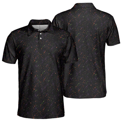 Halloween Polo Shirt for Men Black Spooky Party Style Moisture Wicking Short Sleeve Golf Top