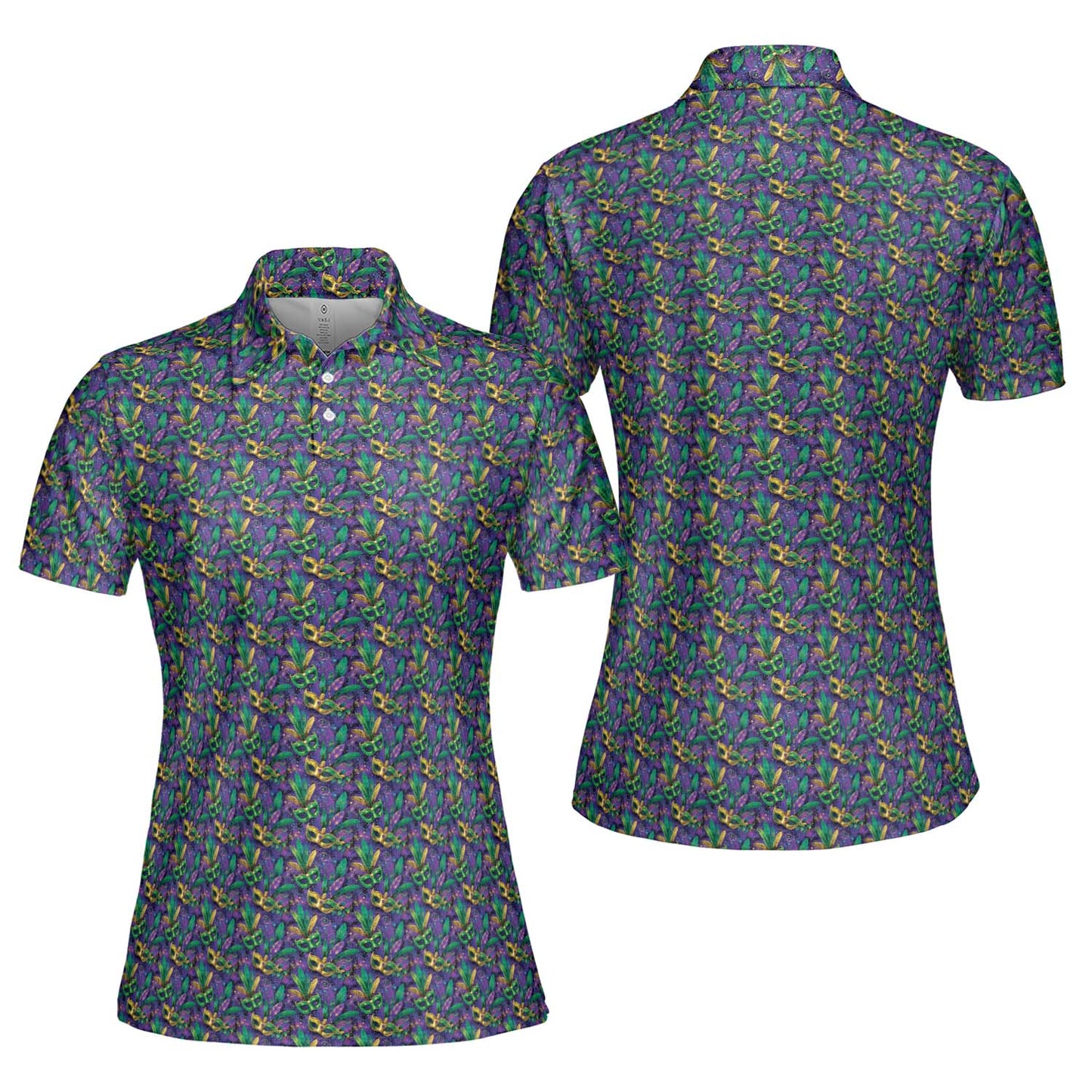Mardi Gras Polo Shirt for Women The Masquerade Moisture Wicking Short Sleeve Golf Top