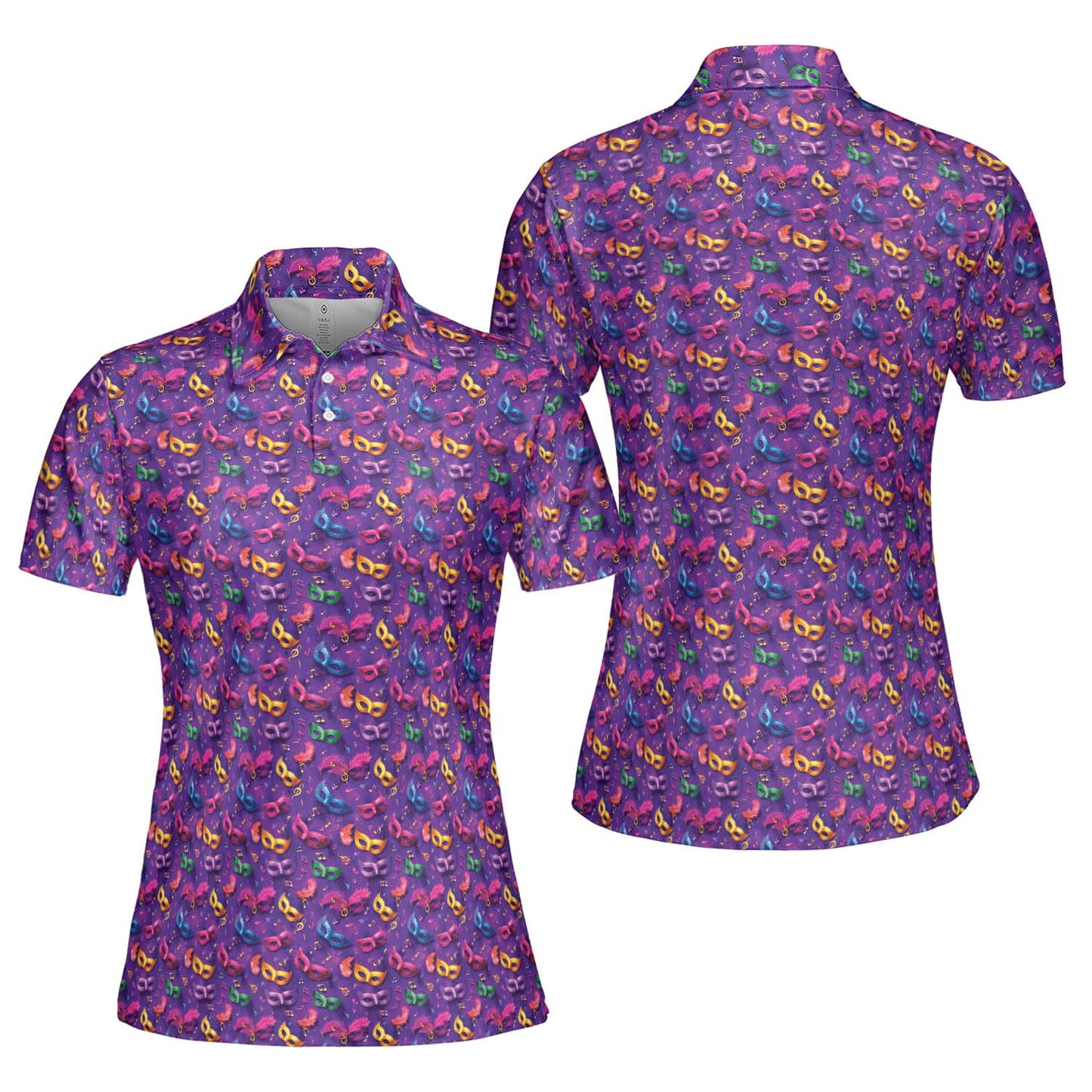 Mardi Gras Polo Shirt for Women Bourbon Street Moisture Wicking Short Sleeve Golf Top