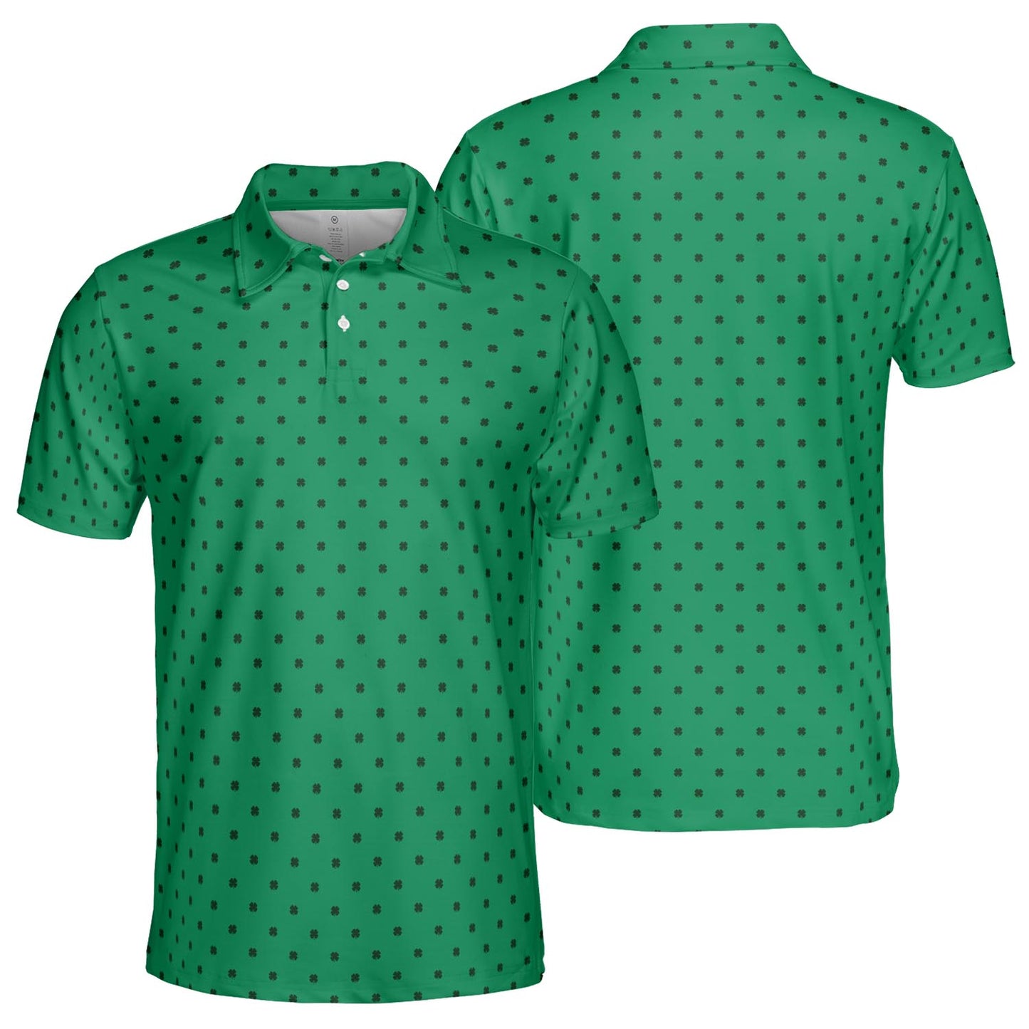 St Patricks Day Polo Shirts for Men Shamrock Print Moisture Wicking Short Sleeve Golf Top