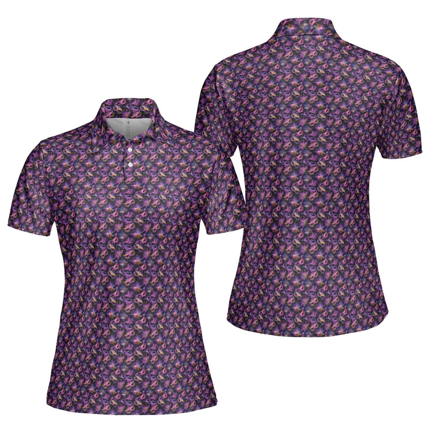 Mardi Gras Polo Shirts for Women Carnival Queen Moisture Wicking Short Sleeve Golf Top