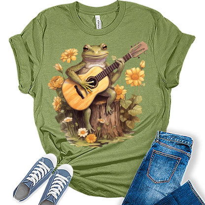 Frog Shirt Cute Cottagecore Clothing Graphic Tees for Women Vintage Aesthetic T Shirts