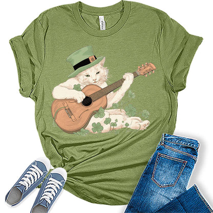 Leprechaun Cat T Shirt St Patricks Day Shirt Womens Cottagecore Graphic Tees