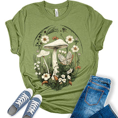 Womens Wildflower Mushroom Graphic T-Shirt