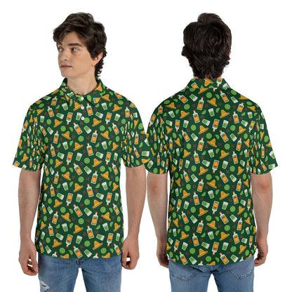 Mens Cinco De Mayo Green Limes Golf Shirt Moisture Wicking Short Sleeve Polo Shirts for Men