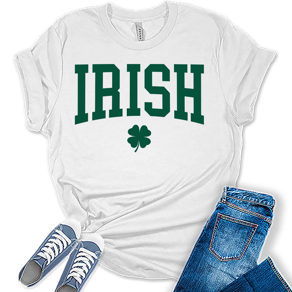 Irish Shamrock T Shirt St Patricks Day Shirt Womens Letter Print Graphic Tees