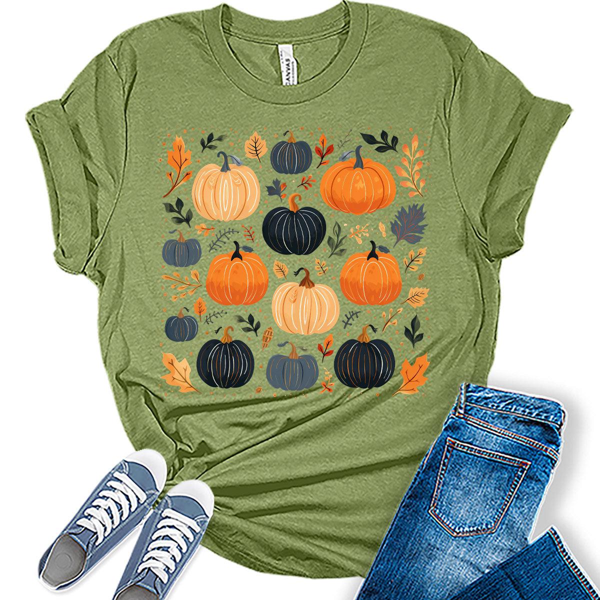 Pumpkin Shirts Womens Fall Graphic Tees Vintage Boho Tops