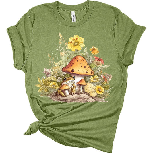 Mushroom Shirts Toad Cottagecore Tshirts Aesthetic Casual Bella Frog Graphic Tees for Women