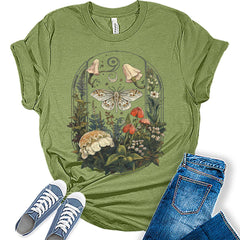 Womens Floral Moth Fall Cottagecore T Shirt
