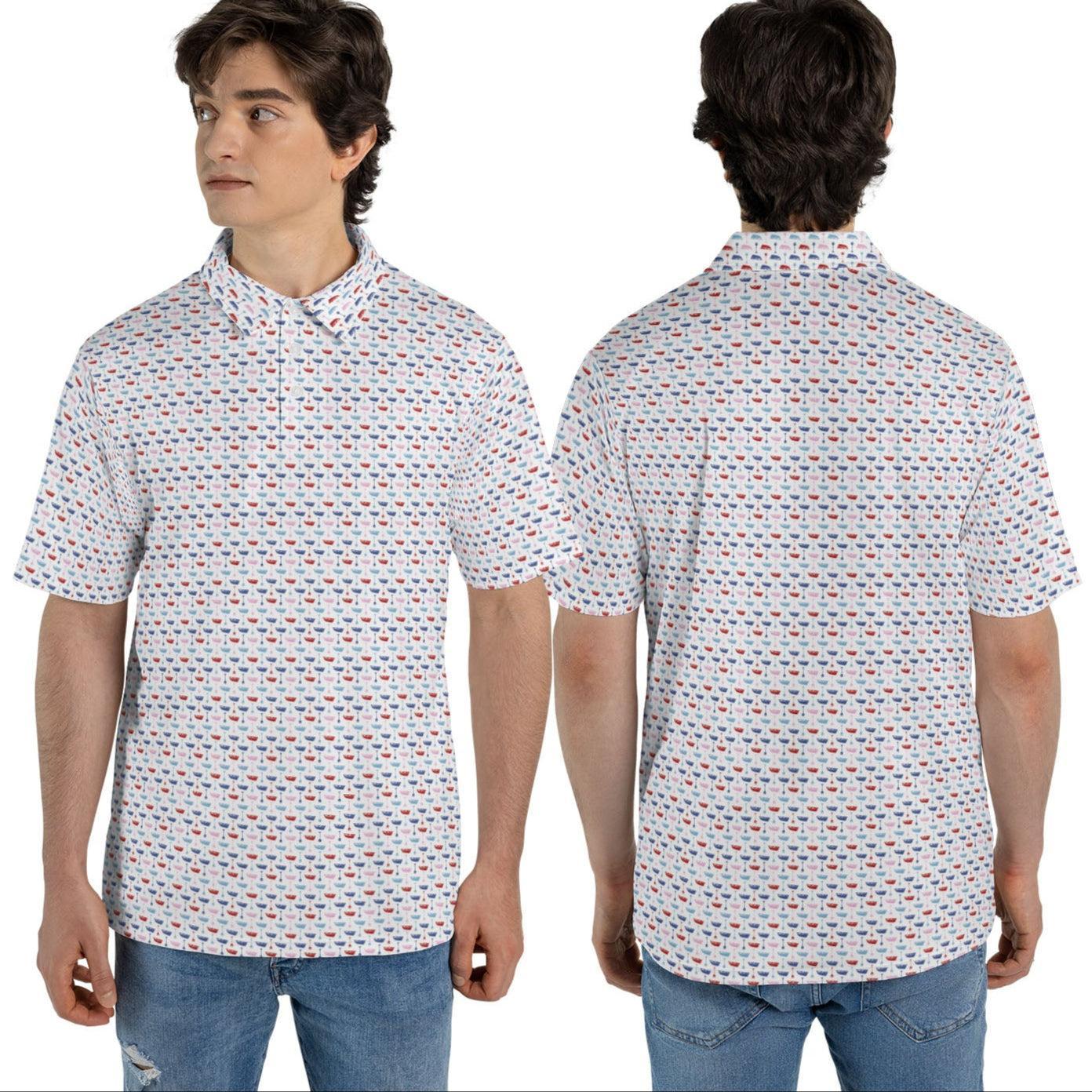 Mens Golf Polo Shirts Funny Boats And Hoes White Short Sleeve Dry Fit Performance Moisture Wicking Casual Golf Shirts for Men