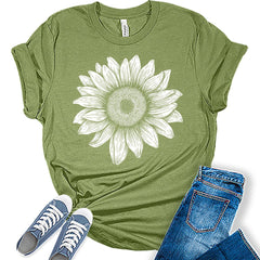 Sunflower Shirt Graphic Tee for Women Cute Cottagecore Boho Tops for Teen Girls