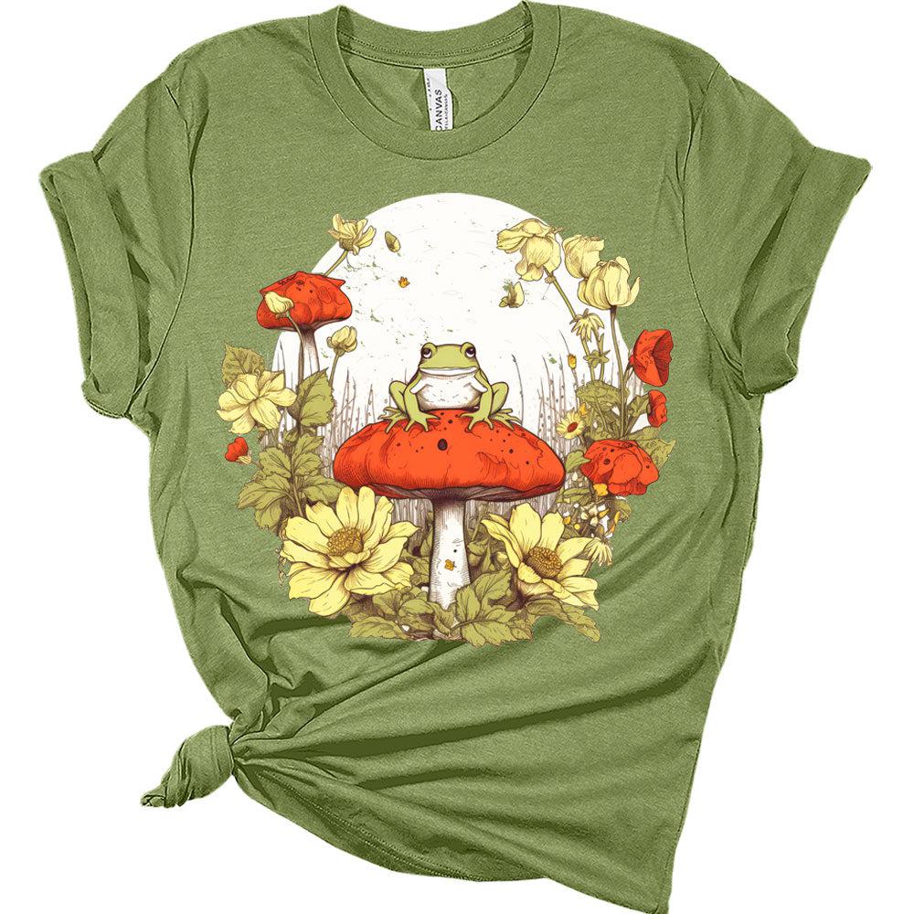 Womens Floral Mushroom Frog T-Shirt