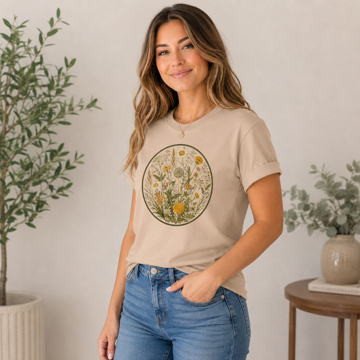 Women's Floral Shirts Trendy Wildflower Vintage Graphic Tees Short Sleeve T Shirts Bella Summer Tops