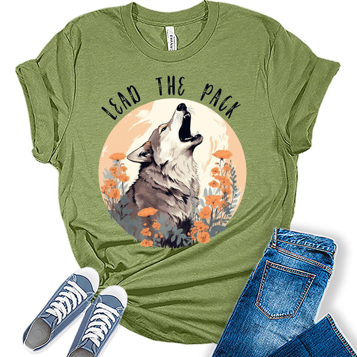 Womens Lead The Pack Wolf Floral Tops For Women