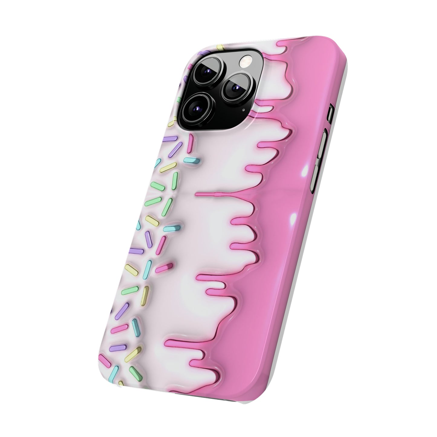 Pink Frosted iPhone 15 Case Cake With Sprinkles Background 3D Style Print Ultra-Slim Phone Case