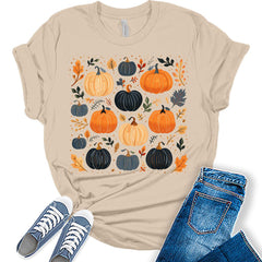 Pumpkin Shirts Womens Fall Graphic Tees Vintage Boho Tops