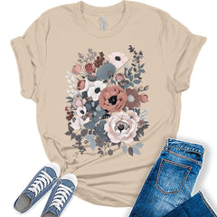 Flower Shirt Women's Vintage Tees Boho Tops Fall Graphic Tees for Women