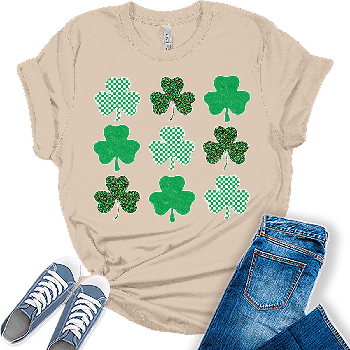 Clover T Shirt St Patricks Day Shirt Womens Shamrock Graphic Tees