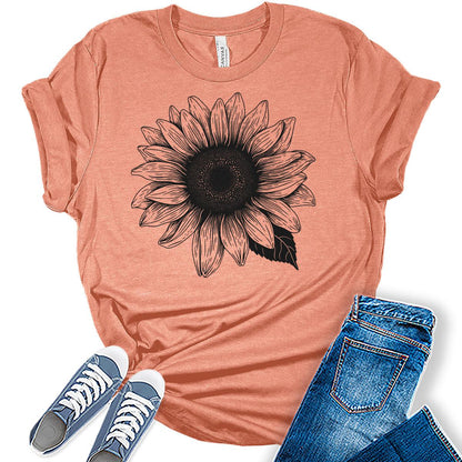 Sunflower Shirts Women's Graphic Tees Cute Vintage Teen Girl Tops