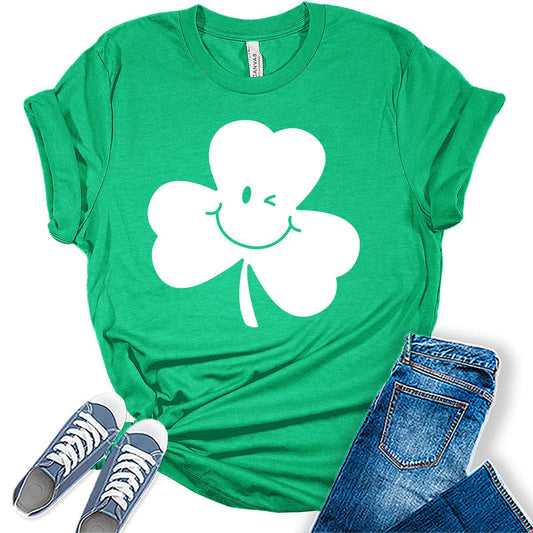 Cute Shamrock T Shirt St Patricks Day Shirt Womens Clover Graphic Tees