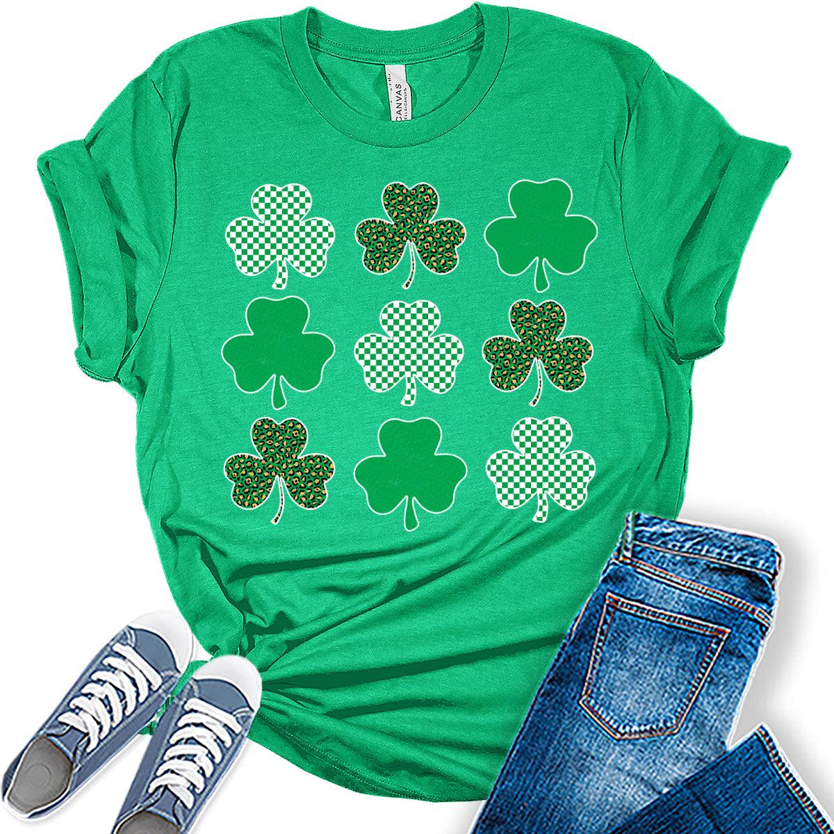 Clover T Shirt St Patricks Day Shirt Womens Shamrock Graphic Tees