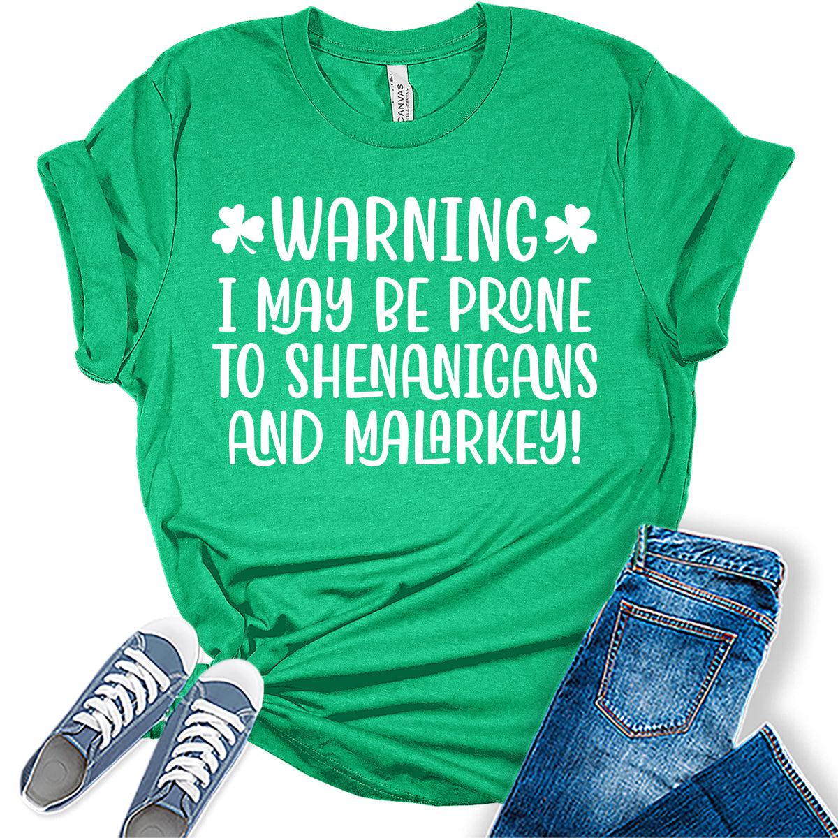 Shenanigans Malarkey T Shirt St Patricks Day Shirt Womens Letter Print Graphic Tees