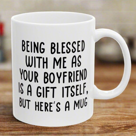 Gifts for Girlfriend from Boyfriend, Girlfriend Birthday Christmas Anniversary Gifts, Being Blessed With Me Funny 11oz Unique Gift Coffee Cup Mug