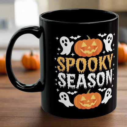 Spooky Season Halloween Pumpkin Ghosts 11oz Black Gift Mug