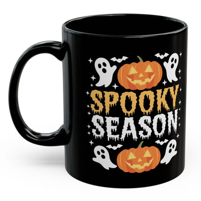 Spooky Season Halloween Pumpkin Ghosts 11oz Black Gift Mug