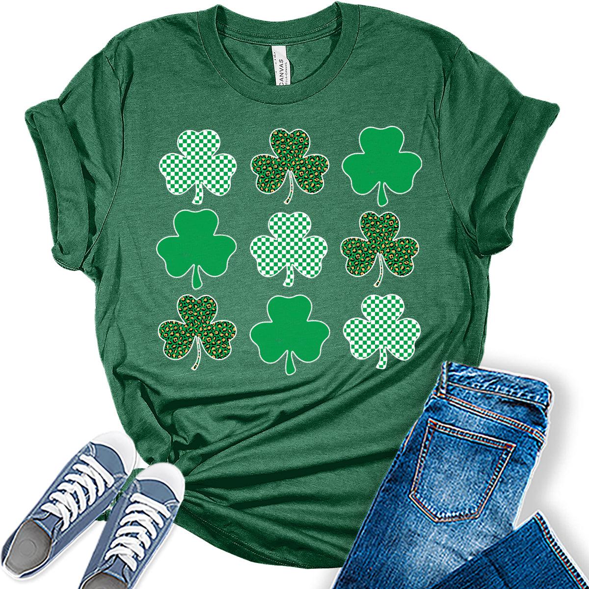 Clover T Shirt St Patricks Day Shirt Womens Shamrock Graphic Tees