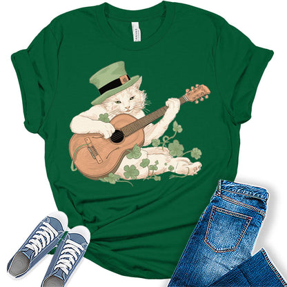 Leprechaun Cat T Shirt St Patricks Day Shirt Womens Cottagecore Graphic Tees