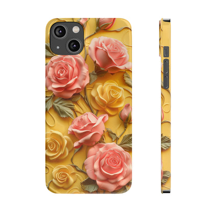 Pink And Yellow Roses 3D Style Print iPhone Case