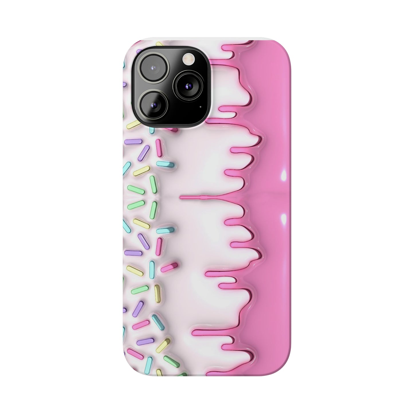 Pink Frosted iPhone 15 Case Cake With Sprinkles Background 3D Style Print Ultra-Slim Phone Case