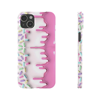 Pink Frosted iPhone 15 Case Cake With Sprinkles Background 3D Style Print Ultra-Slim Phone Case