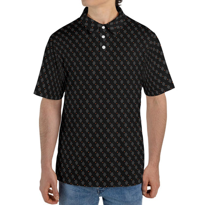 Black Halloween Polo Shirt for Men Spider Print Moisture Wicking Short Sleeve Golf Top
