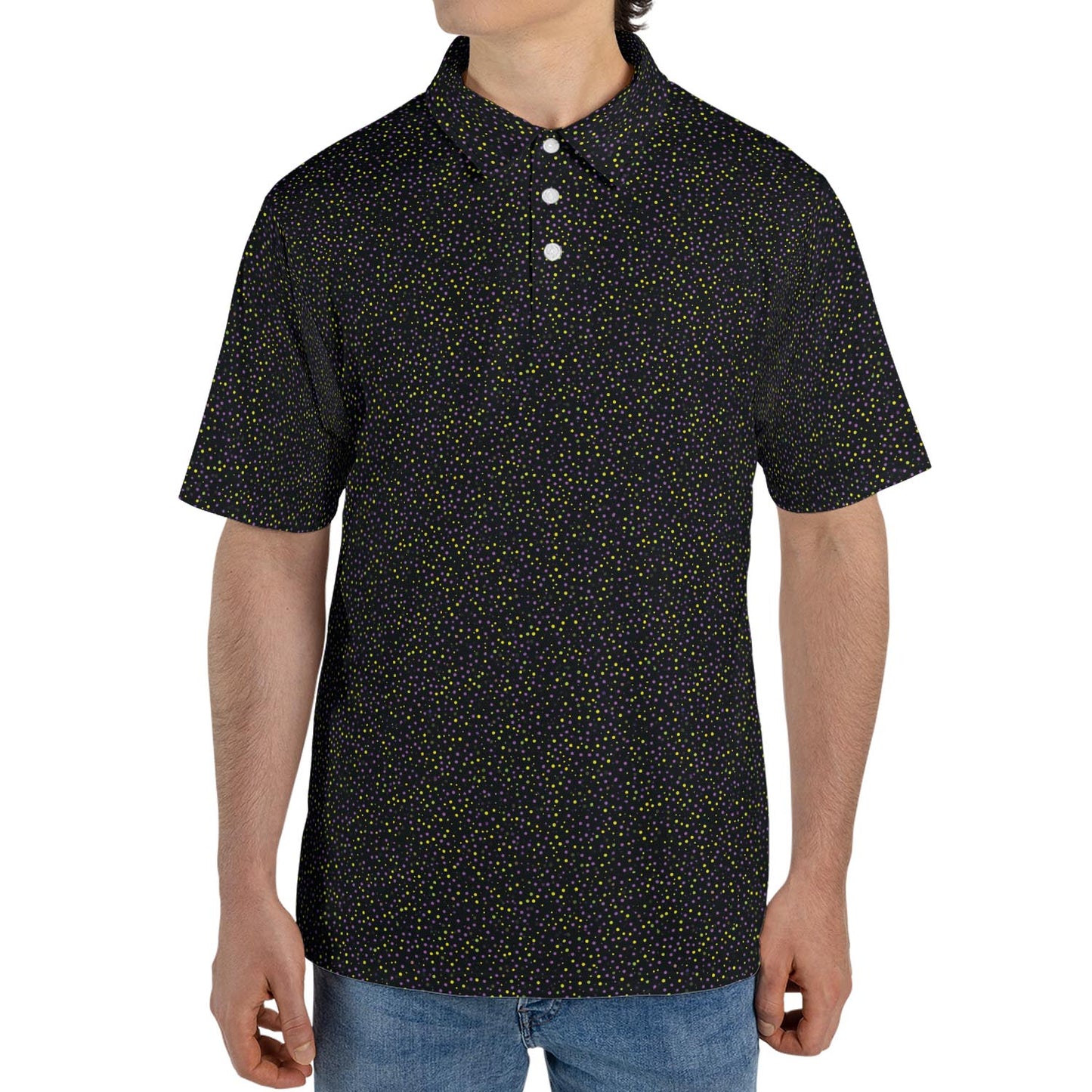 Mardi Gras Polo Shirt for Men The Midnight Parade Moisture Wicking Short Sleeve Golf Top