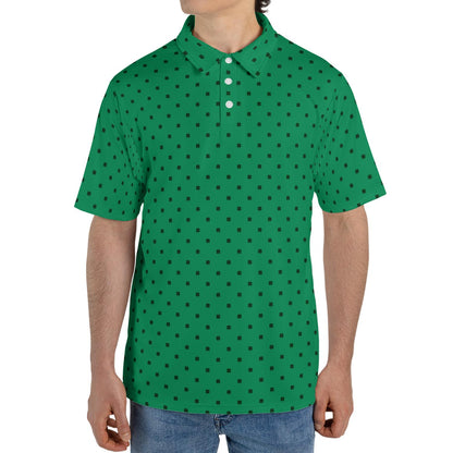 St Patricks Day Polo Shirts for Men Shamrock Print Moisture Wicking Short Sleeve Golf Top
