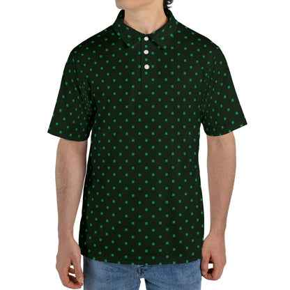 St Patricks Day Polo Shirts for Men Dark Emerald Shamrock Moisture Wicking Short Sleeve Golf Top
