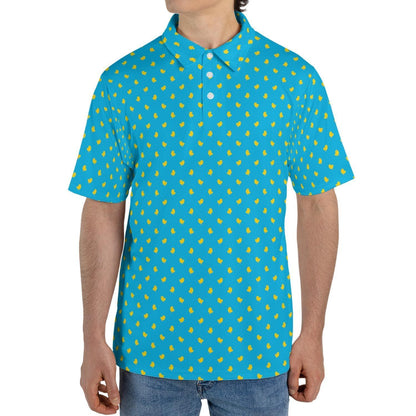Easter Polo Shirts for Men Cute Yellow Chick Spring Pattern Moisture Wicking Short Sleeve Golf Top