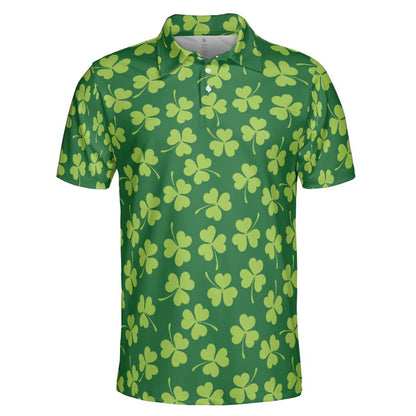 St. Patrick's Day Clover Polo Shirts for Men, Golf Shirts for Men and Men's Polo Moisture Wicking Shirts Short Sleeve