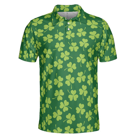 St. Patrick's Day Clover Polo Shirts for Men, Golf Shirts for Men and Men's Polo Moisture Wicking Shirts Short Sleeve