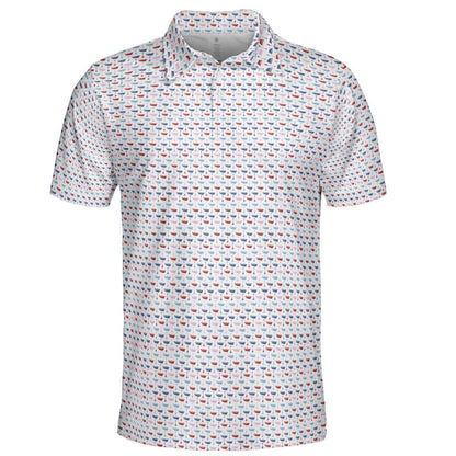 Mens Golf Polo Shirts Funny Boats And Hoes White Short Sleeve Dry Fit Performance Moisture Wicking Casual Golf Shirts for Men